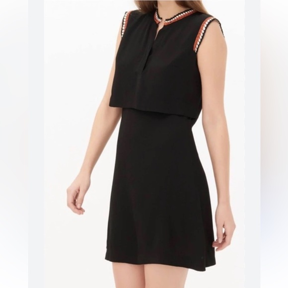 SANDRO Crochet Knitted Trim Overlay Mini Dress - Picture 1 of 11